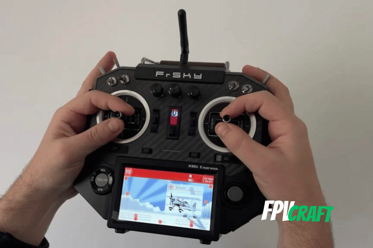 large FPV controller flying pinch